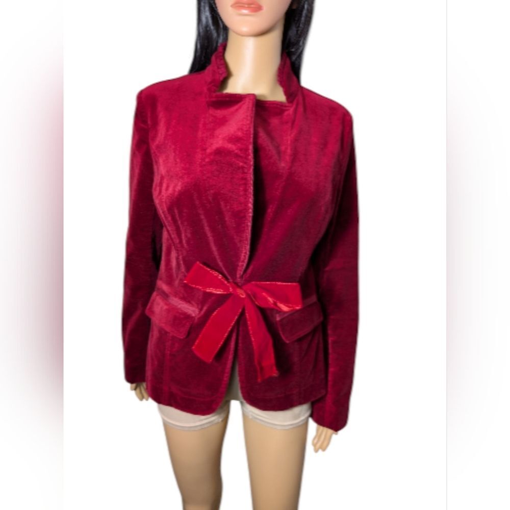 WHBM Red Crushed Velvet Jacket Women's Size 6